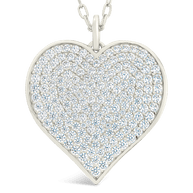 Sterling Silver CZ Statement Heart Pendant