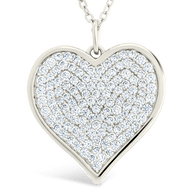 Sterling Silver CZ Statement Heart Pendant