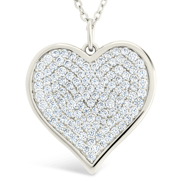 Sterling Silver CZ Statement Heart Pendant