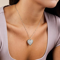 Sterling Silver CZ Statement Heart Pendant