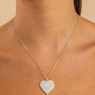 Sterling Silver CZ Statement Heart Pendant
