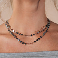 Round Disk Long Chain Necklace