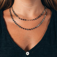 Round Disk Long Chain Necklace