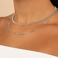 Layered Beaded Chain Necklace