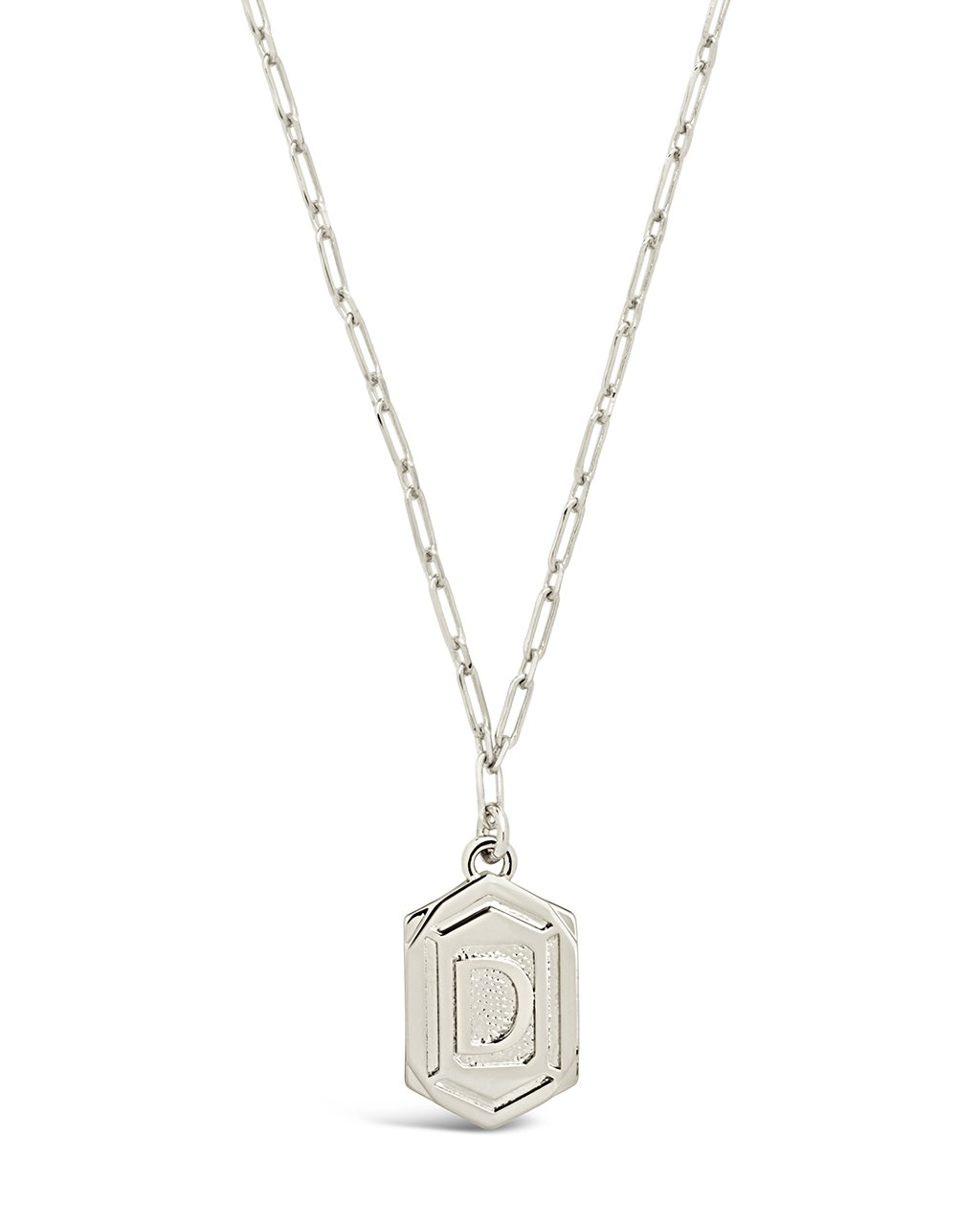 Hexagon Tag Initial Pendant Necklace