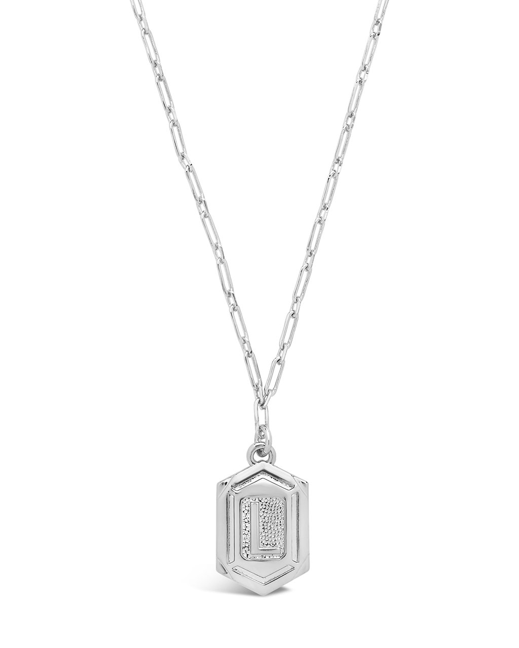 Hexagon Tag Initial Pendant Necklace