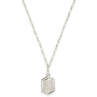 Hexagon Tag Initial Pendant Necklace