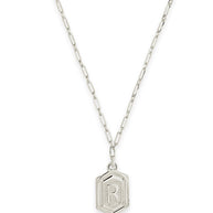 Hexagon Tag Initial Pendant Necklace