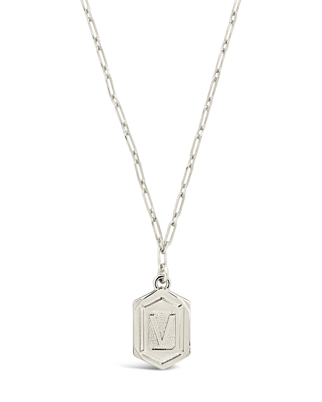 Hexagon Tag Initial Pendant Necklace