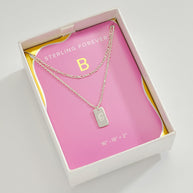 Initial Tag Layered Chain Necklace