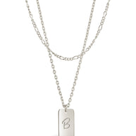 Initial Tag Layered Chain Necklace