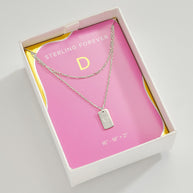 Initial Tag Layered Chain Necklace