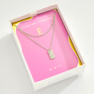 Initial Tag Layered Chain Necklace