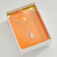 Initial Tag Layered Chain Necklace