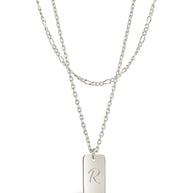 Initial Tag Layered Chain Necklace