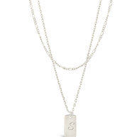 Initial Tag Layered Chain Necklace