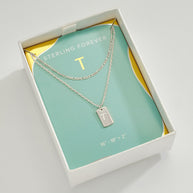 Initial Tag Layered Chain Necklace