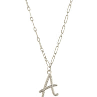 Textured Initial Charm Pendant Necklace