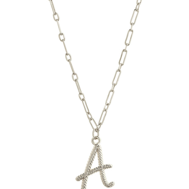 Textured Initial Charm Pendant Necklace