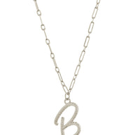 Textured Initial Charm Pendant Necklace