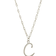Textured Initial Charm Pendant Necklace