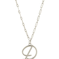 Textured Initial Charm Pendant Necklace
