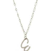 Textured Initial Charm Pendant Necklace