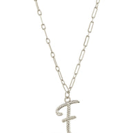 Textured Initial Charm Pendant Necklace