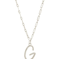 Textured Initial Charm Pendant Necklace