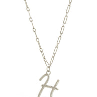 Textured Initial Charm Pendant Necklace