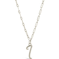 Textured Initial Charm Pendant Necklace