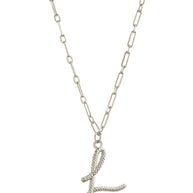 Textured Initial Charm Pendant Necklace