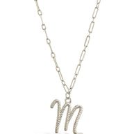 Textured Initial Charm Pendant Necklace