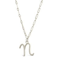 Textured Initial Charm Pendant Necklace
