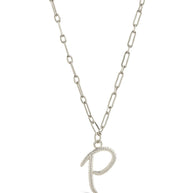 Textured Initial Charm Pendant Necklace