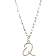 Textured Initial Charm Pendant Necklace
