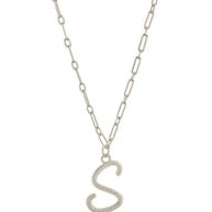 Textured Initial Charm Pendant Necklace