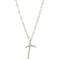 Textured Initial Charm Pendant Necklace