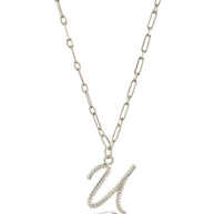 Textured Initial Charm Pendant Necklace