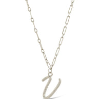 Textured Initial Charm Pendant Necklace