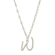 Textured Initial Charm Pendant Necklace