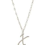 Textured Initial Charm Pendant Necklace