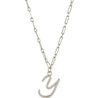 Textured Initial Charm Pendant Necklace