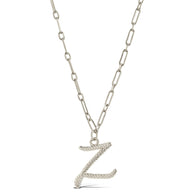 Textured Initial Charm Pendant Necklace
