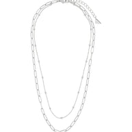 Leah Beaded & Paperclip Layered Chain Necklace