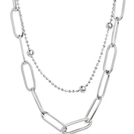 Leah Beaded & Paperclip Layered Chain Necklace