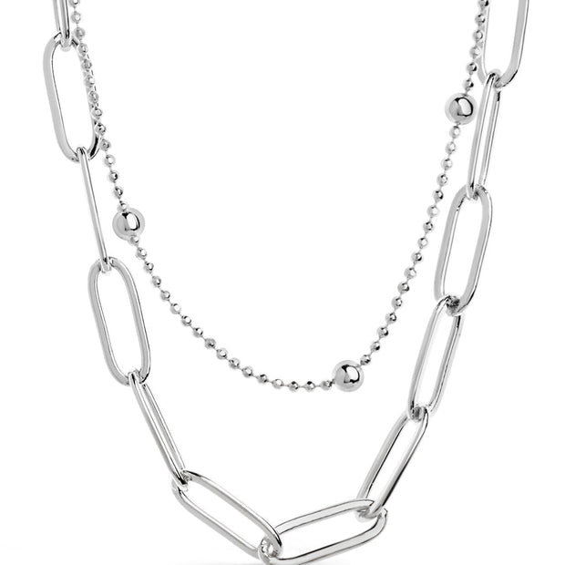 Leah Beaded & Paperclip Layered Chain Necklace