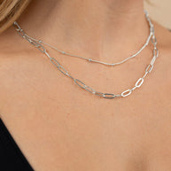 Leah Beaded & Paperclip Layered Chain Necklace