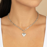 Paperclip Beating Heart Pendant Necklace