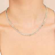 Emery Paperclip & Curb Chain Layered Necklace